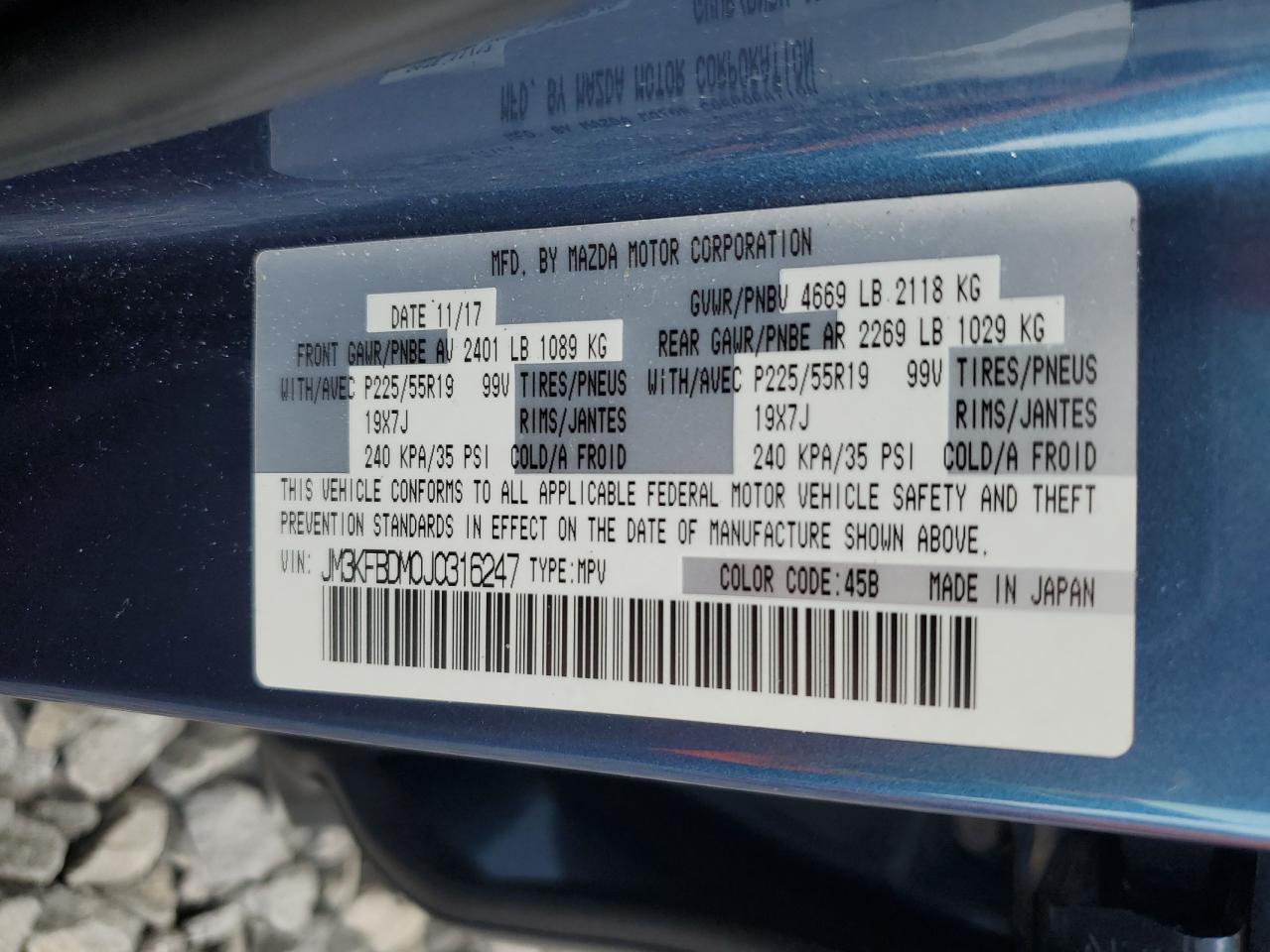 2018 Mazda Cx-5 Grand Touring VIN: JM3KFBDM0J0316247 Lot: 66808365