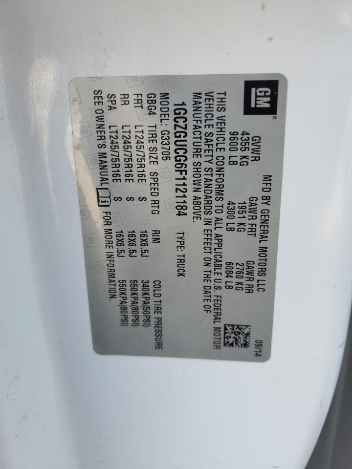 2015 Chevrolet Express G3500 VIN: 1GCZGUCG6F1121184 Lot: 70091195