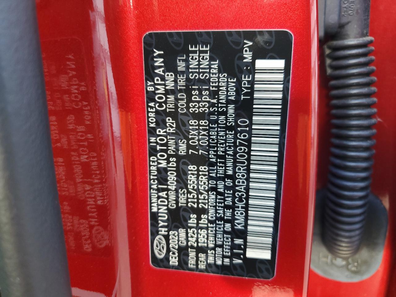 2024 Hyundai Kona Sel VIN: KM8HC3AB8RU097610 Lot: 69471275