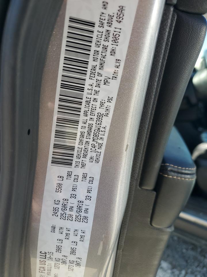 2016 Jeep Cherokee Limited VIN: 1C4PJMDB5GW163992 Lot: 70102025