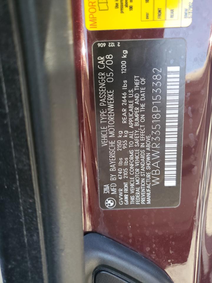 2008 BMW 328 I Sulev VIN: WBAWR33518P153382 Lot: 68785755