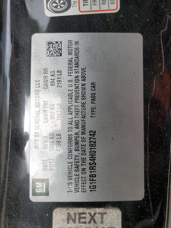 2017 Chevrolet Camaro Lt VIN: 1G1FB1RS4H0182742 Lot: 68706495