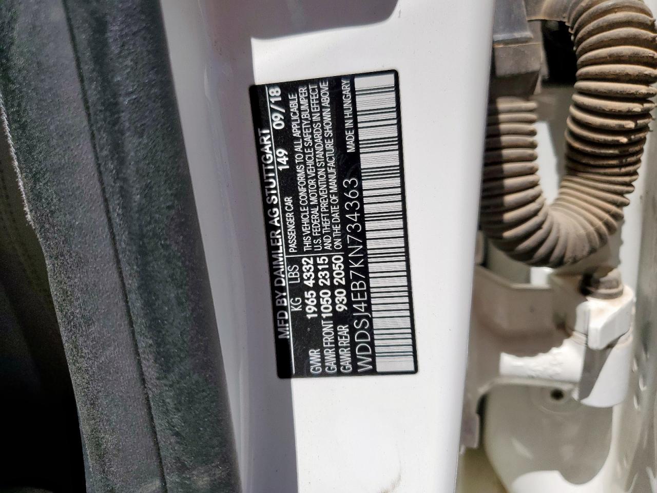 2019 Mercedes-Benz Cla 250 VIN: WDDSJ4EB7KN734363 Lot: 67939055