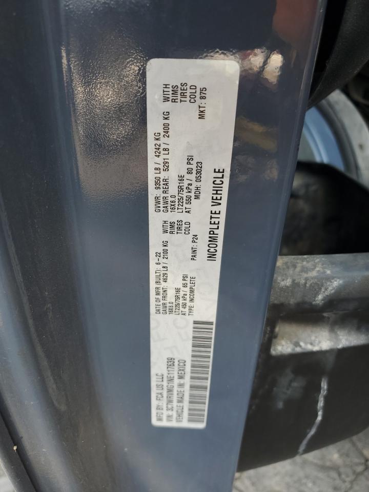 2022 Ram Promaster 3500 3500 Standard VIN: 3C7WRVMG1NE117639 Lot: 70333005