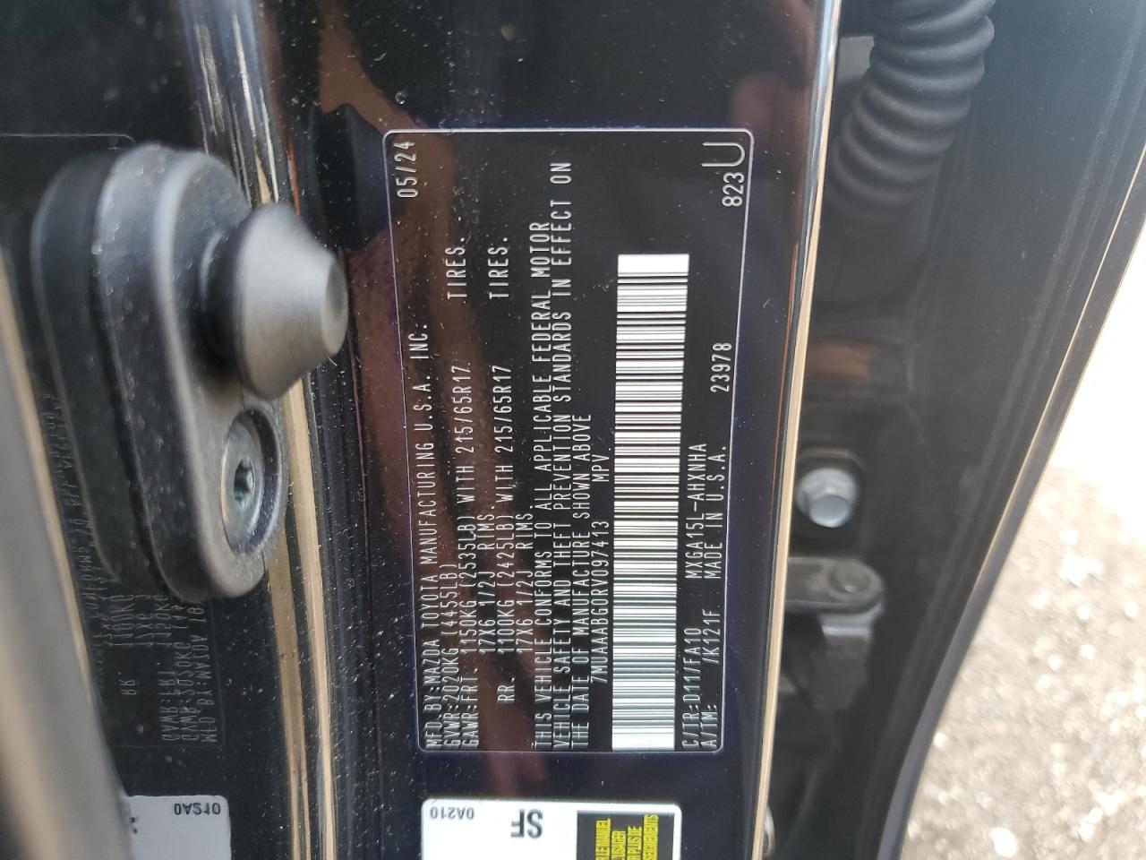 2024 Toyota Corolla Cross L VIN: 7MUAAABG0RV097413 Lot: 70293465