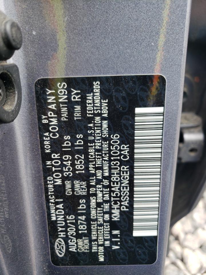 2017 Hyundai Accent Se VIN: KMHCT5AE8HU310506 Lot: 69825765