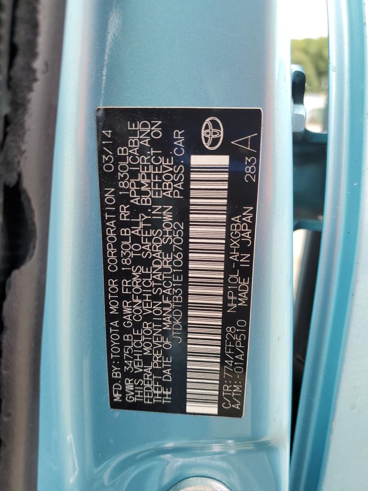 2014 Toyota Prius C VIN: JTDKDTB31E1067052 Lot: 67860535