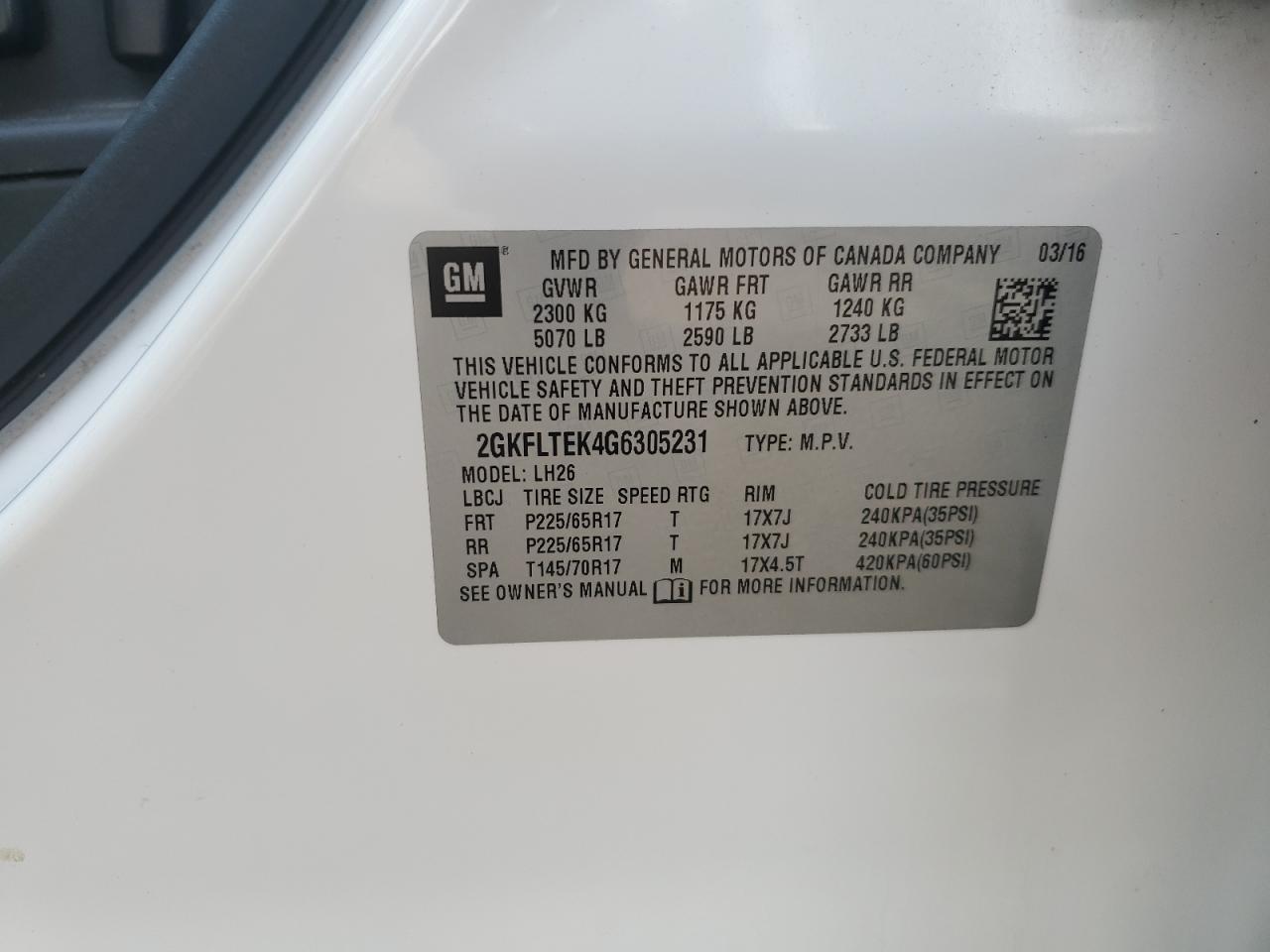 2016 GMC Terrain Sle VIN: 5XYK33AF1PG101430 Lot: 67686795