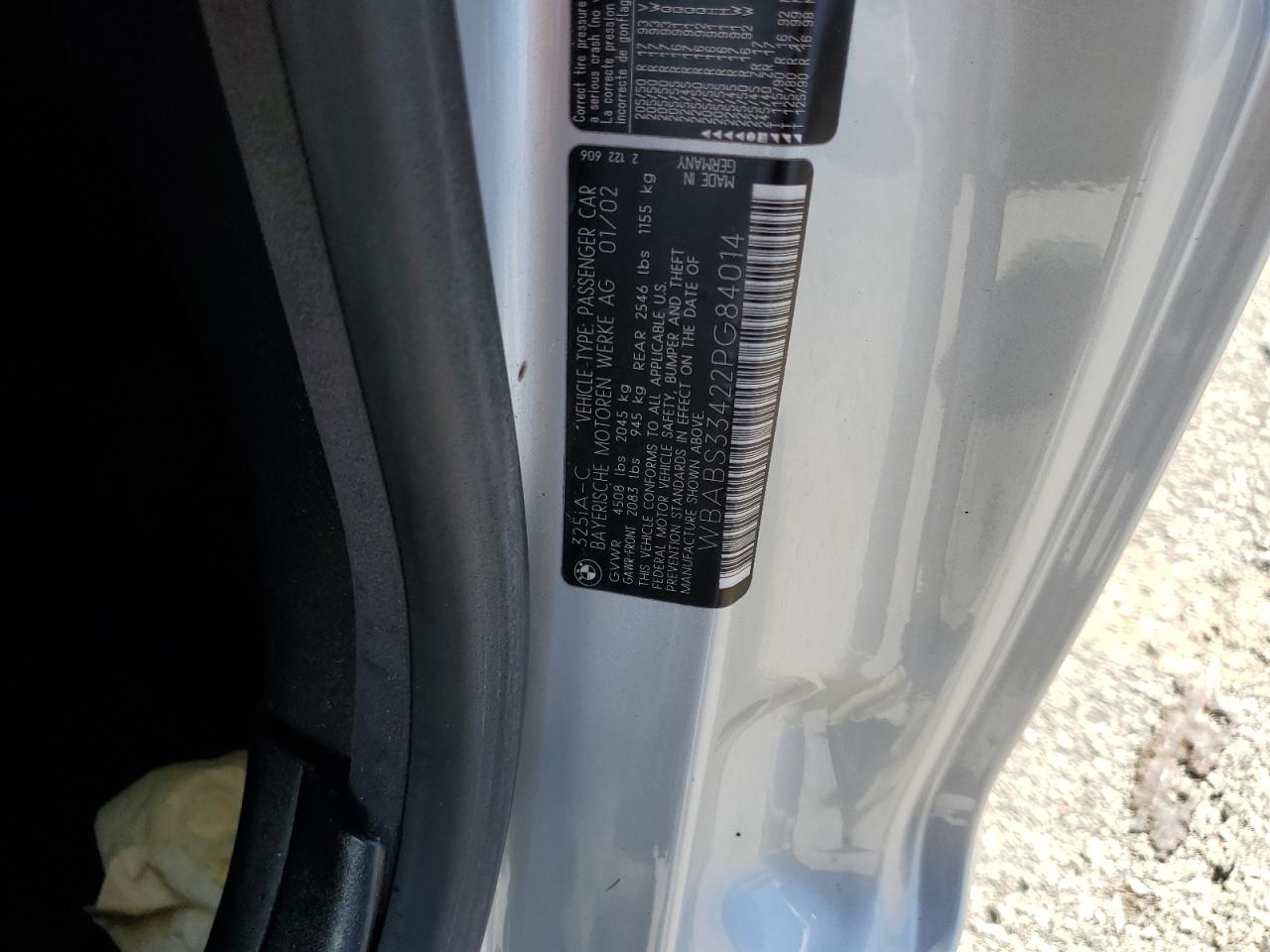 2002 BMW 325 Ci VIN: WBABS33422PG84014 Lot: 70454745