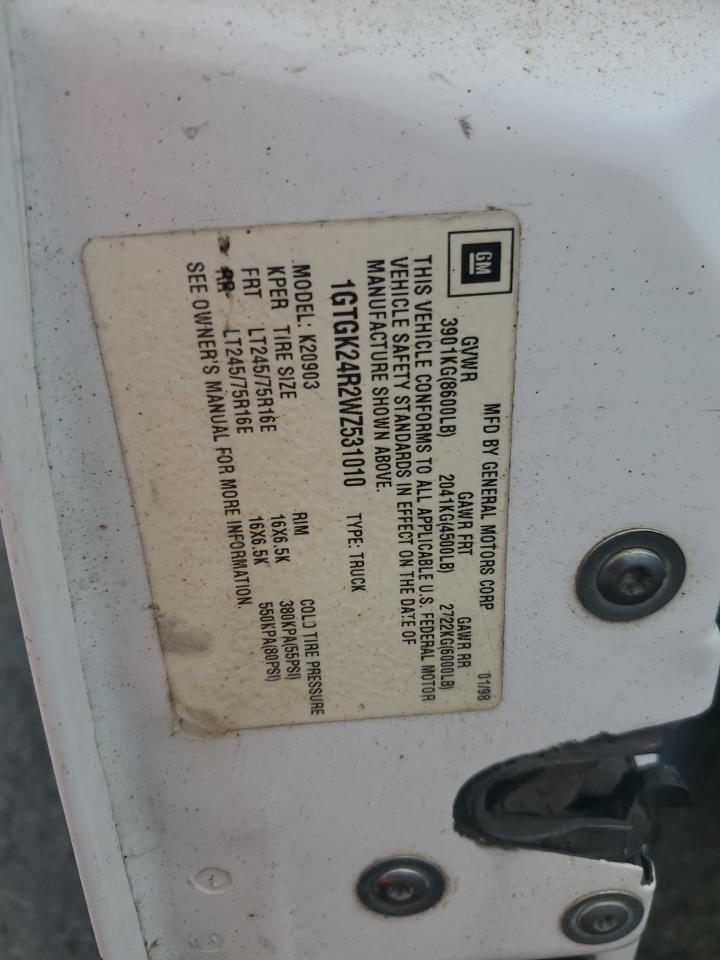 1GTGK24R2WZ531010 1998 GMC Sierra K2500