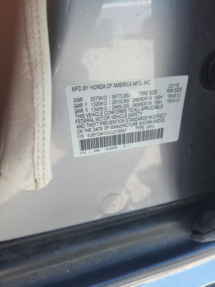 2018 Acura Mdx VIN: 5J8YD4H33JL015557 Lot: 70271685