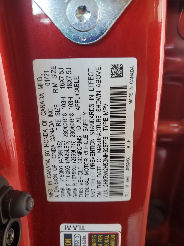 2021 Honda Cr-V Ex VIN: 2HKRW2H53MH625776 Lot: 70091305