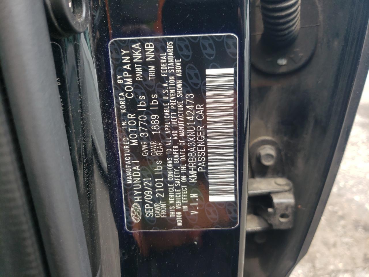 2022 Hyundai Venue Se VIN: KMHRB8A3XNU142473 Lot: 67832705