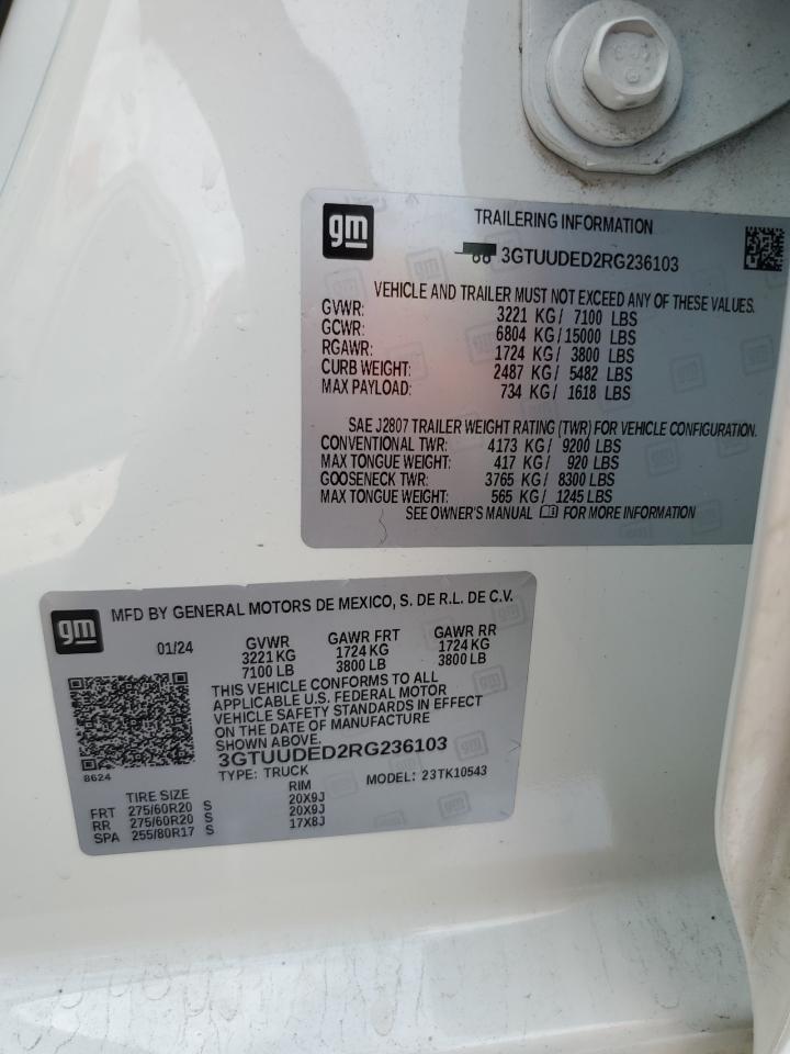2024 GMC Sierra K1500 Slt VIN: 3GTUUDED2RG236103 Lot: 67716725