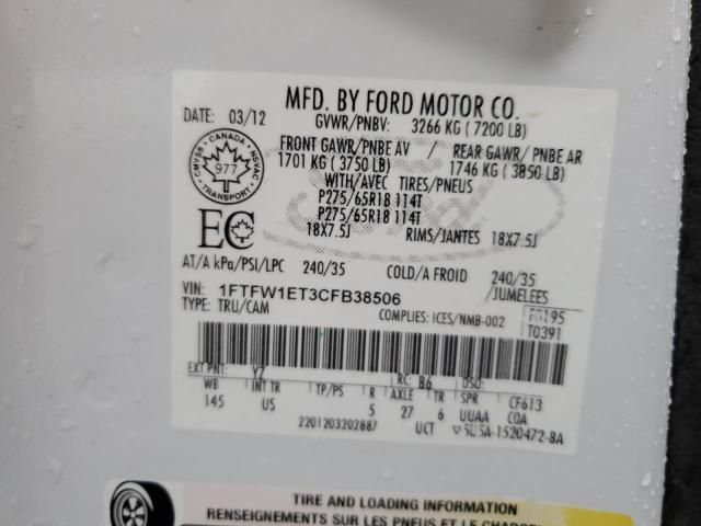 2012 FORD F150 SUPERCREW  
