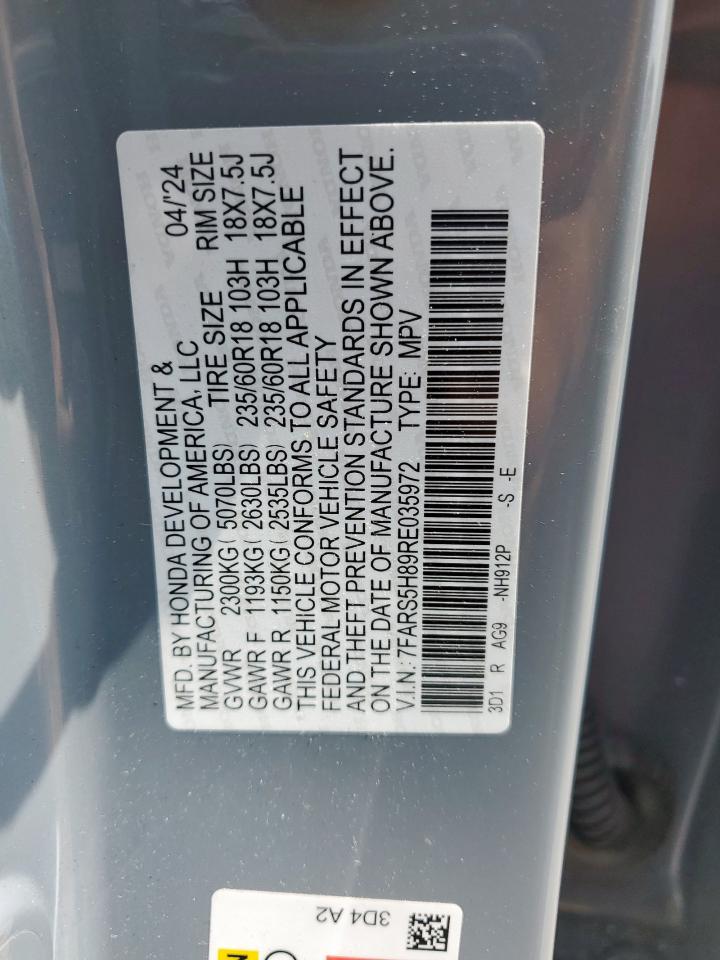 2024 Honda Cr-V Sport-L VIN: 7FARS5H89RE035972 Lot: 69480515