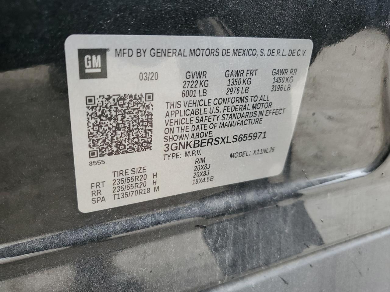 2020 Chevrolet Blazer Rs VIN: 3GNKBERSXLS655971 Lot: 69774285