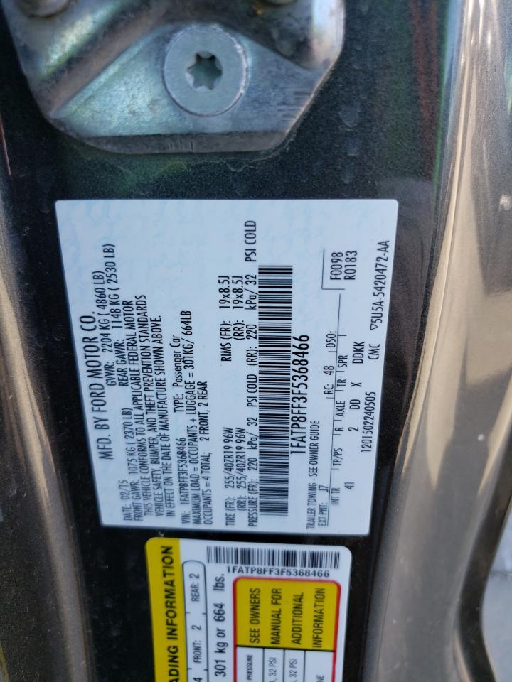 2015 Ford Mustang Gt VIN: 1FATP8FF3F5368466 Lot: 68332145