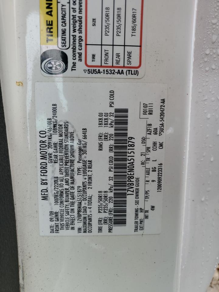 2010 Ford Mustang VIN: 1ZVBP8EN0A5151879 Lot: 68568315