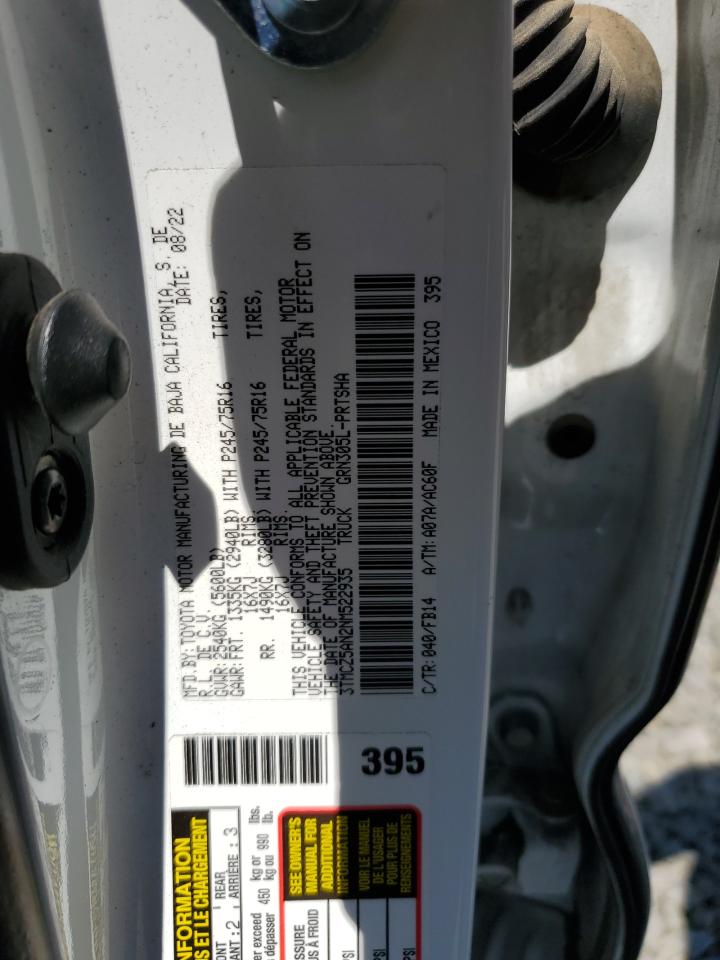 2022 Toyota Tacoma Double Cab VIN: 3TMCZ5AN2NM522935 Lot: 69641735