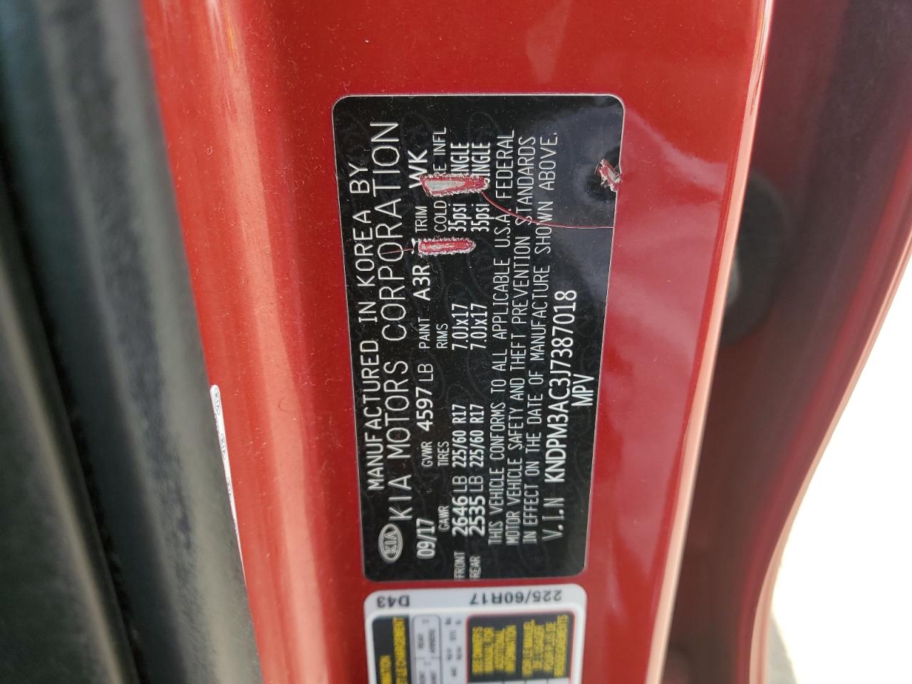 2018 Kia Sportage Lx VIN: KNDPM3AC3J7387018 Lot: 70281935