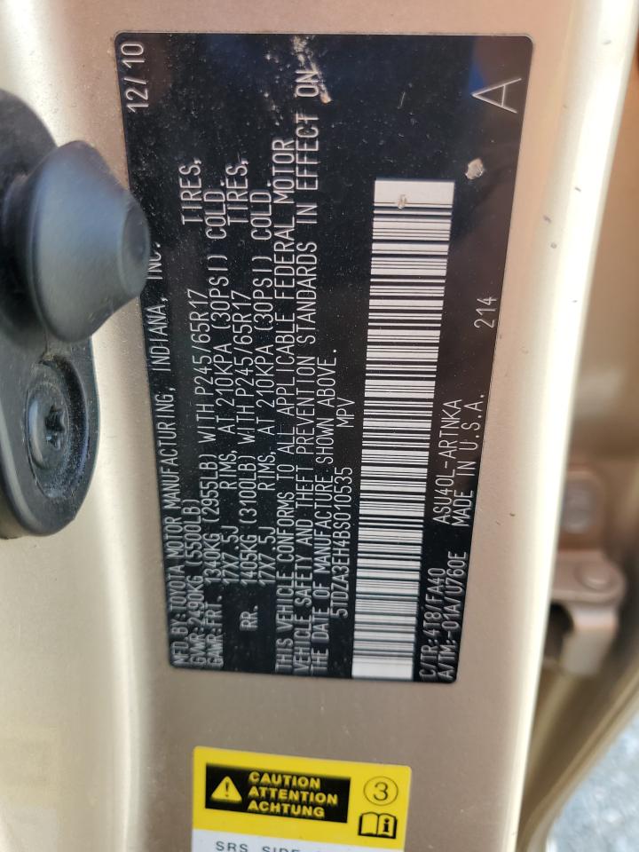 2011 Toyota Highlander Base VIN: 5TDZA3EH4BS010535 Lot: 70126195