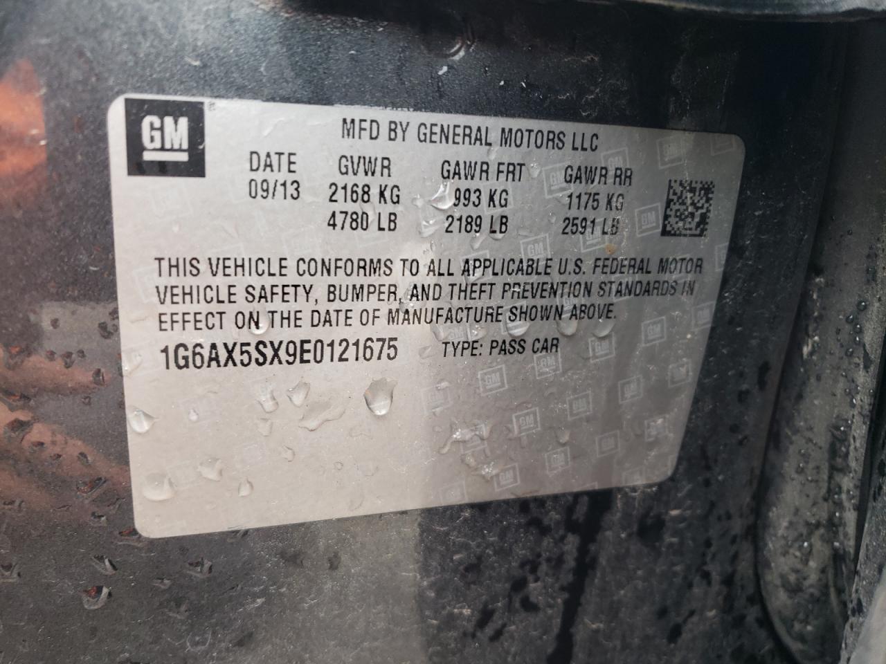 2014 Cadillac Cts Luxury Collection VIN: 1G6AX5SX9E0121675 Lot: 70039225