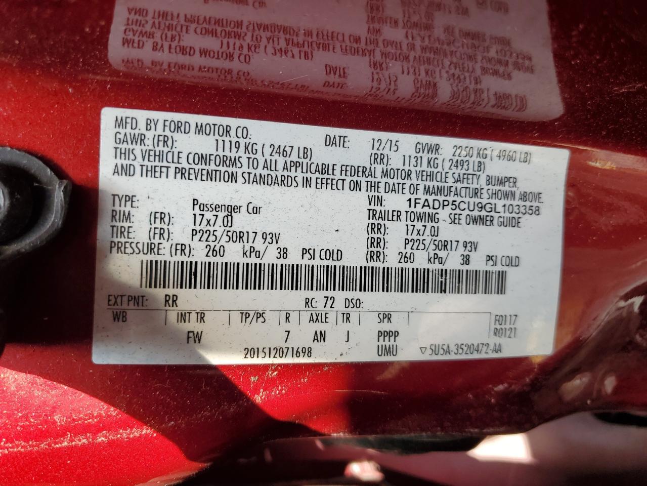 2016 Ford C-Max Premium Sel VIN: 1FADP5CU9GL103358 Lot: 69976815