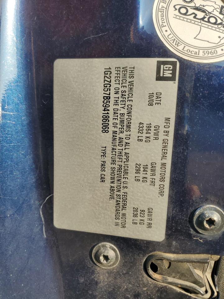 2009 Pontiac G6 VIN: 1G2ZG57B594186068 Lot: 67455065