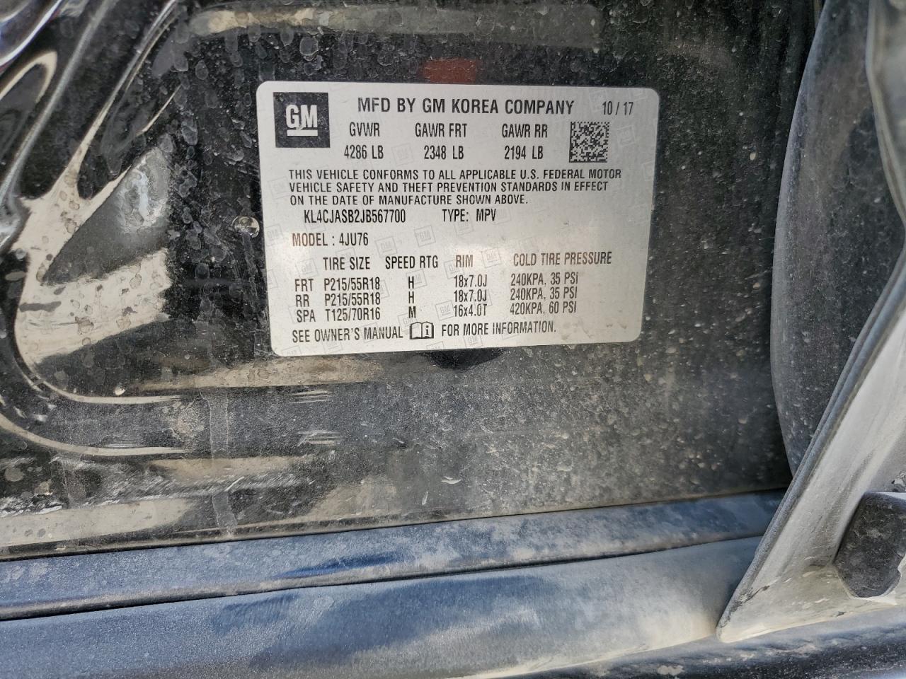 2018 Buick Encore Preferred VIN: KL4CJASB2JB567700 Lot: 68537145