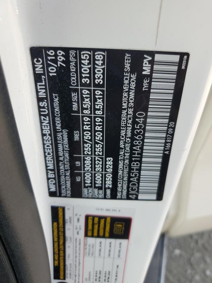 2017 Mercedes-Benz Gle 350 4Matic VIN: 4JGDA5HB1HA863540 Lot: 69266215