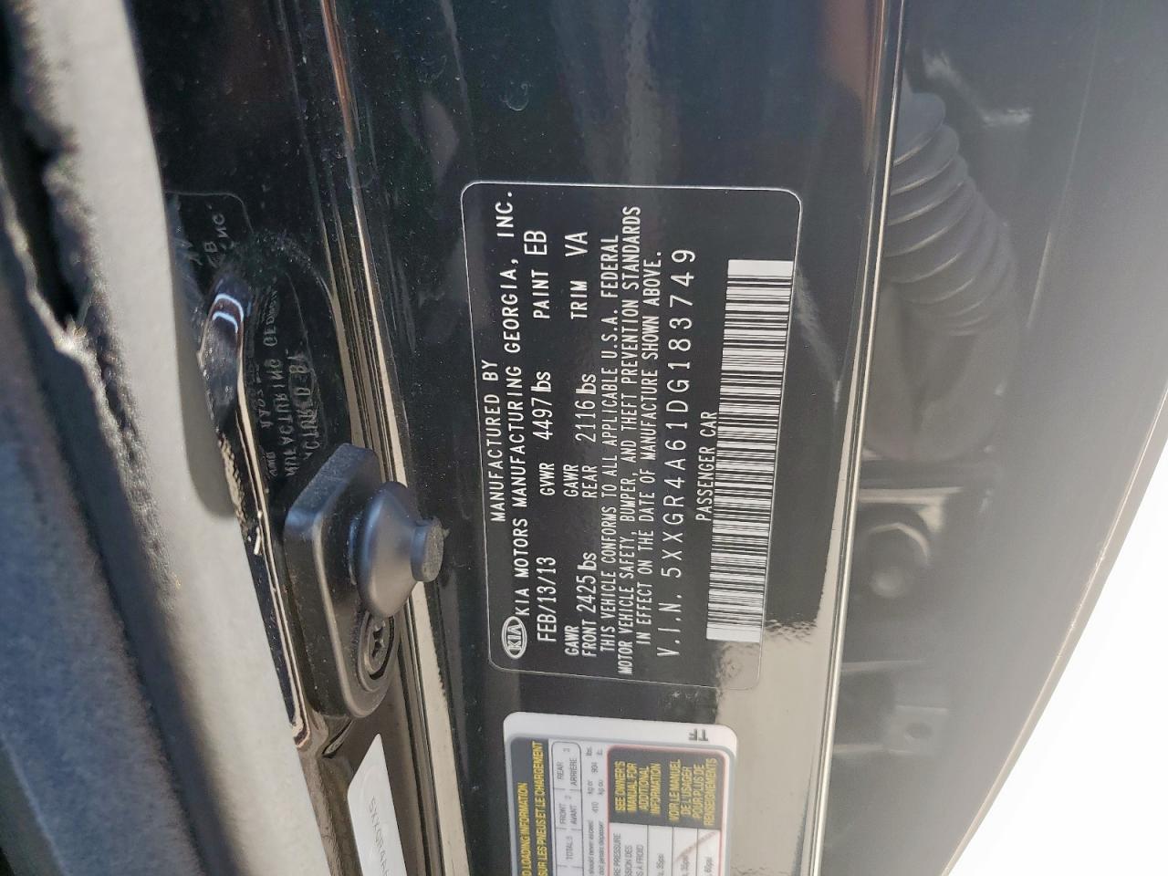 2013 Kia Optima Sx VIN: 5XXGR4A61DG183749 Lot: 68446285