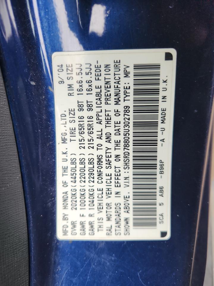 2005 Honda Cr-V Ex VIN: SHSRD78805U302789 Lot: 68101915