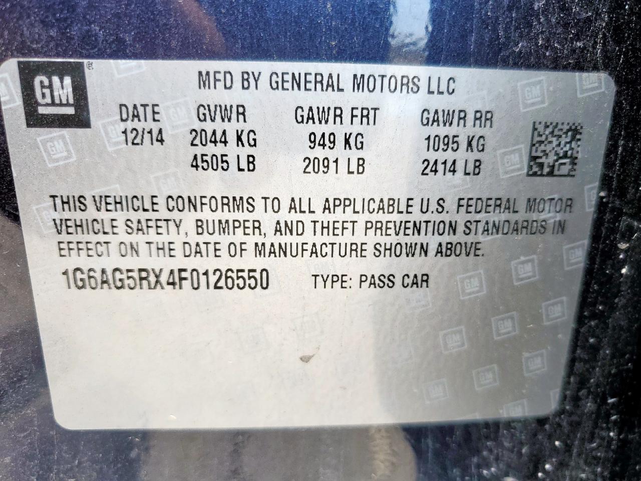 2015 Cadillac Ats VIN: 1G6AG5RX4F0126550 Lot: 68377055