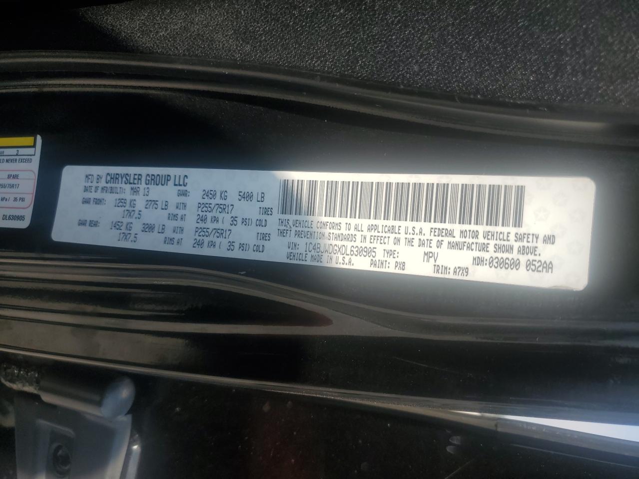 2013 Jeep Wrangler Unlimited Sport VIN: 1C4BJWDGXDL630905 Lot: 67958895