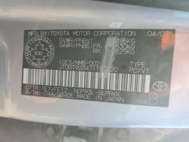 2007 TOYOTA YARIS   