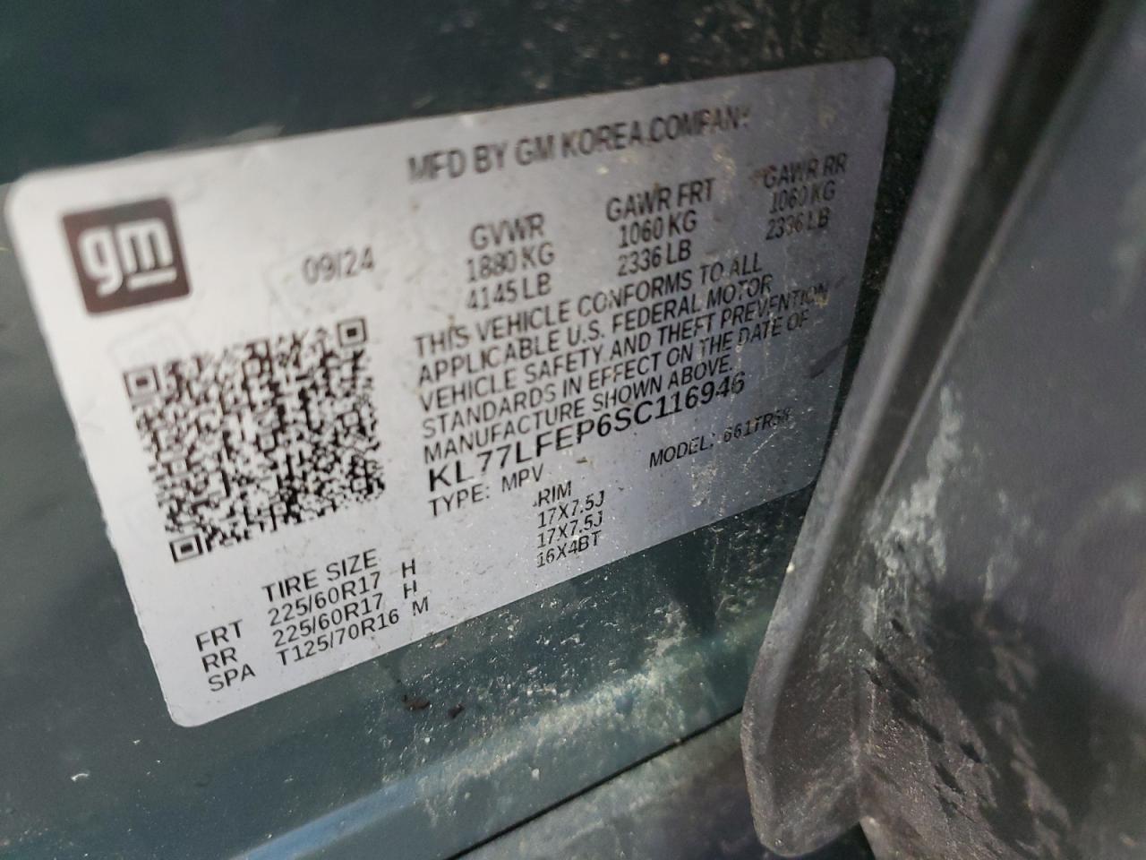 2025 Chevrolet Trax Ls VIN: KL77LFEP6SC116946 Lot: 70751665