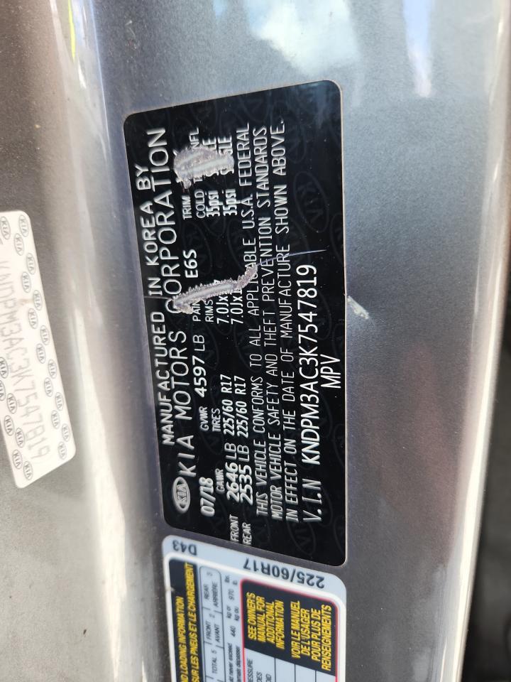 2019 Kia Sportage Lx VIN: KNDPM3AC3K7547819 Lot: 70893285