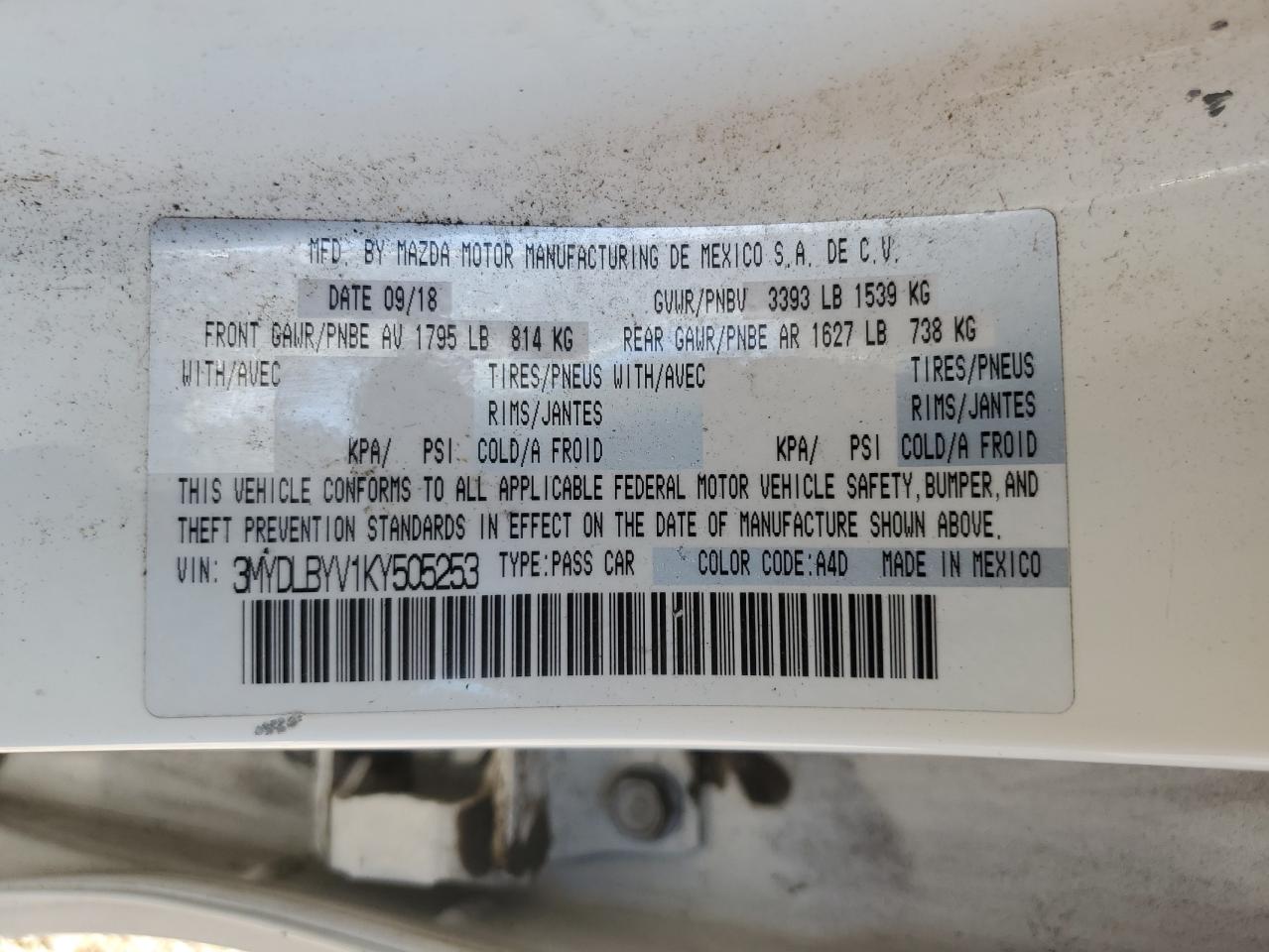 2019 Toyota Yaris L VIN: 3MYDLBYV1KY505253 Lot: 70110475