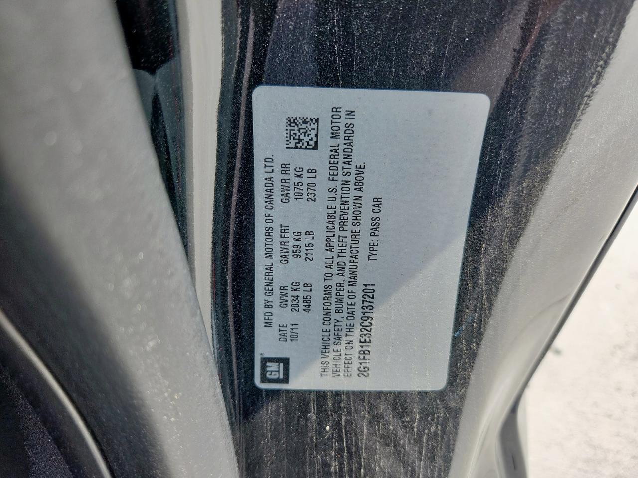 2012 Chevrolet Camaro Lt VIN: 2G1FB1E32C9137201 Lot: 70322025