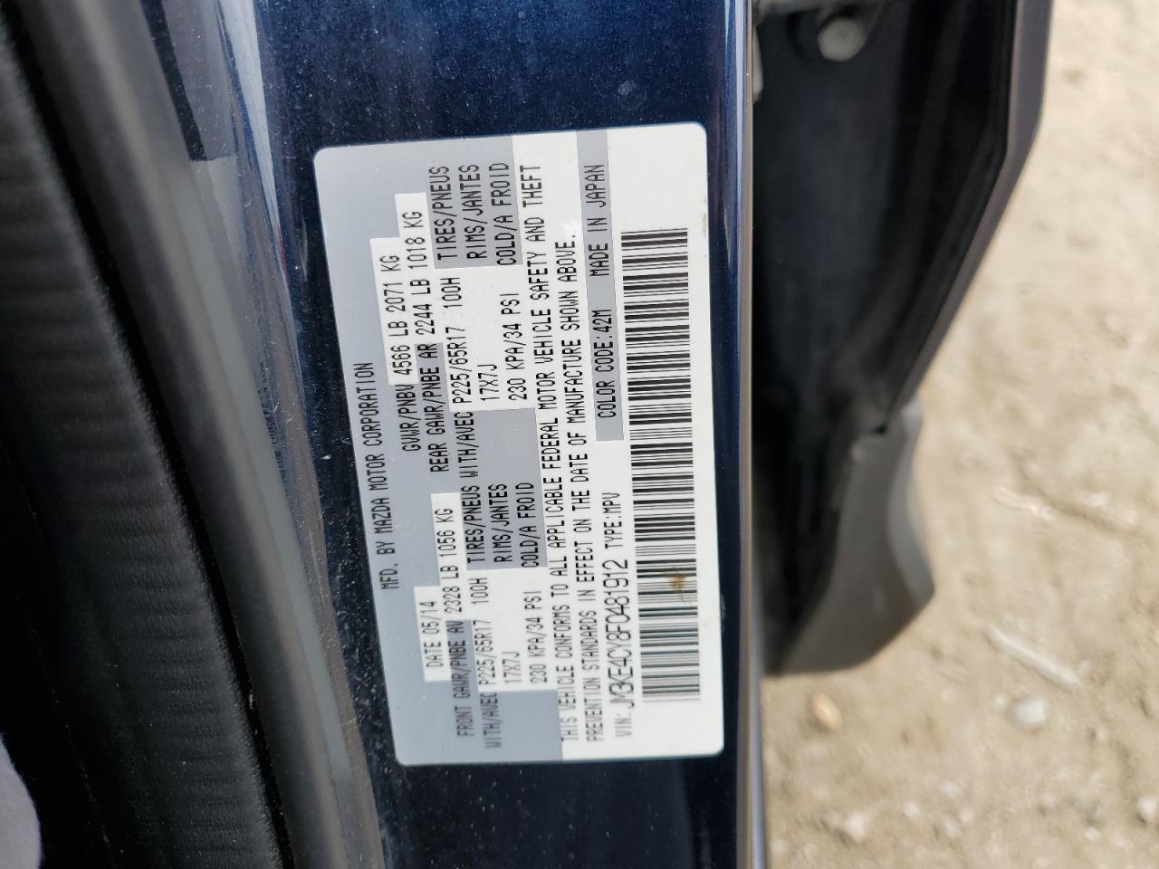 2015 Mazda Cx-5 Touring VIN: JM3KE4CY8F0481912 Lot: 69094105