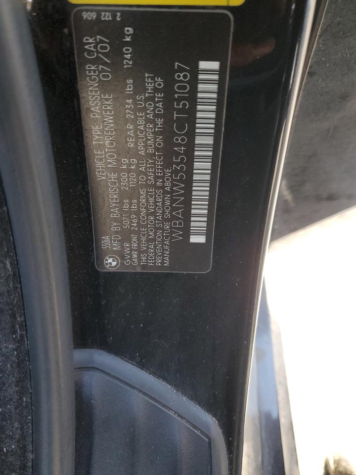 2008 BMW 550 I VIN: WBANW53548CT51087 Lot: 70497375