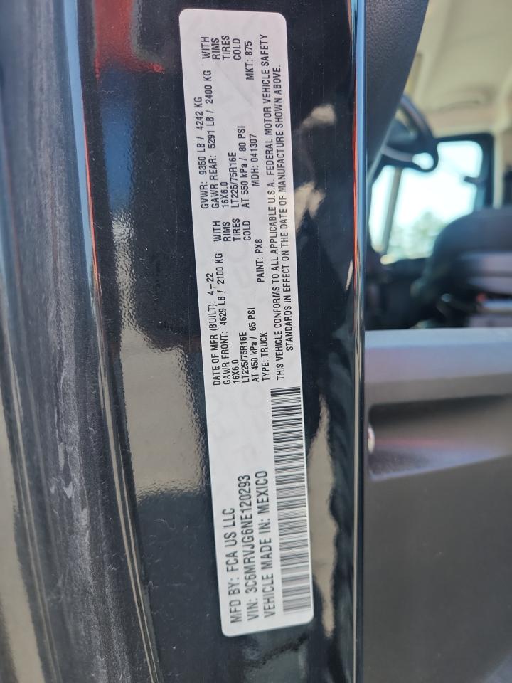 2022 Ram Promaster 3500 3500 High VIN: 3C6MRVJG6NE120293 Lot: 68647435