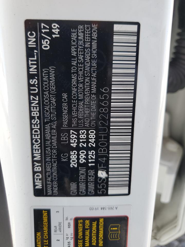 2017 Mercedes-Benz C 300 VIN: 55SWF4JB0HU228656 Lot: 71047335