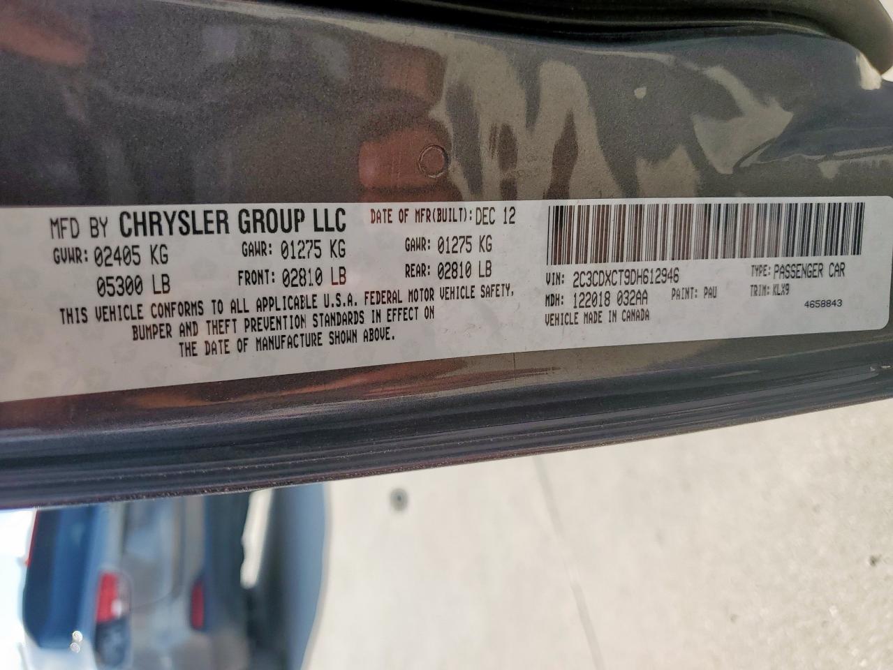 2013 Dodge Charger R/T VIN: 2C3CDXCT9DH612946 Lot: 70389355