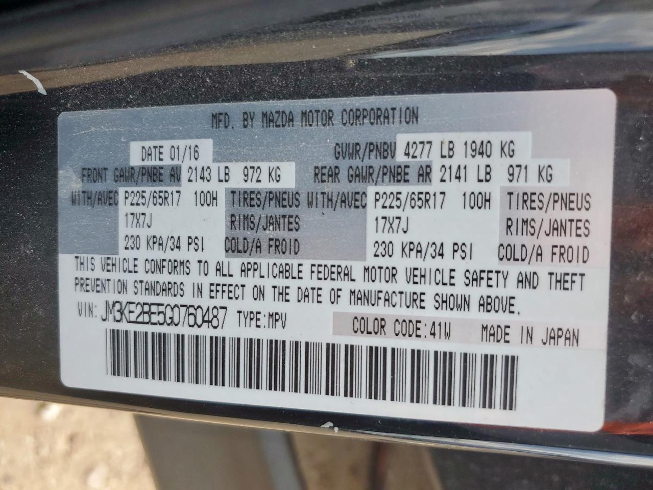 2016 Mazda Cx-5 Sport VIN: JM3KE2BE5G0760487 Lot: 67921415