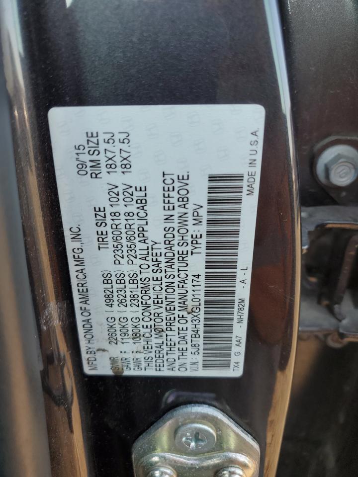 2016 Acura Rdx VIN: 5J8TB4H3XGL011174 Lot: 67687435