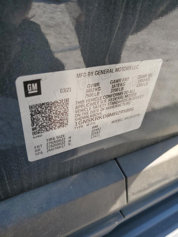 2021 Chevrolet Tahoe K1500 Rst VIN: 1GNSKRKD8MR295896 Lot: 68115735