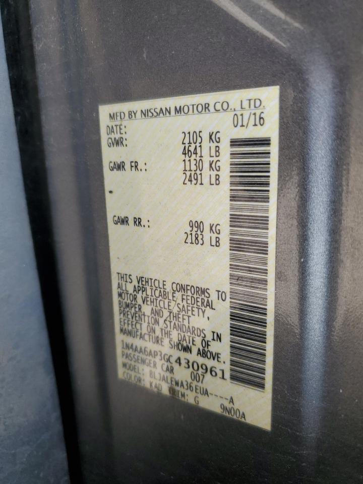 1N4AA6AP3GC430961 2016 Nissan Maxima 3.5S