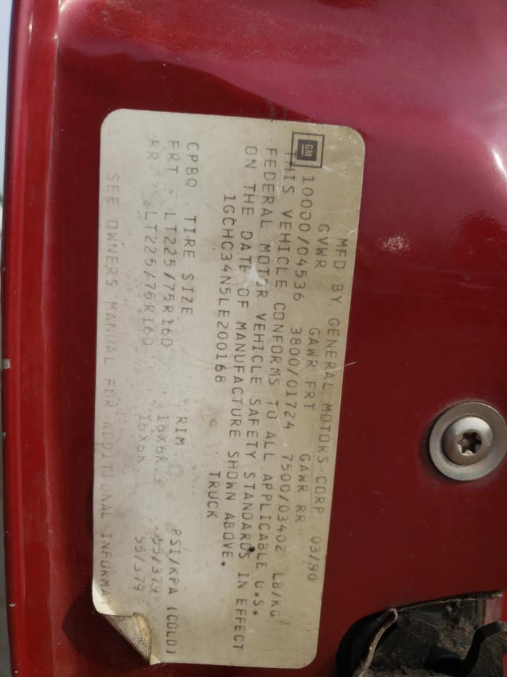 1990 Chevrolet Gmt-400 C3500 VIN: 1GCHC34N5LE200168 Lot: 66456935